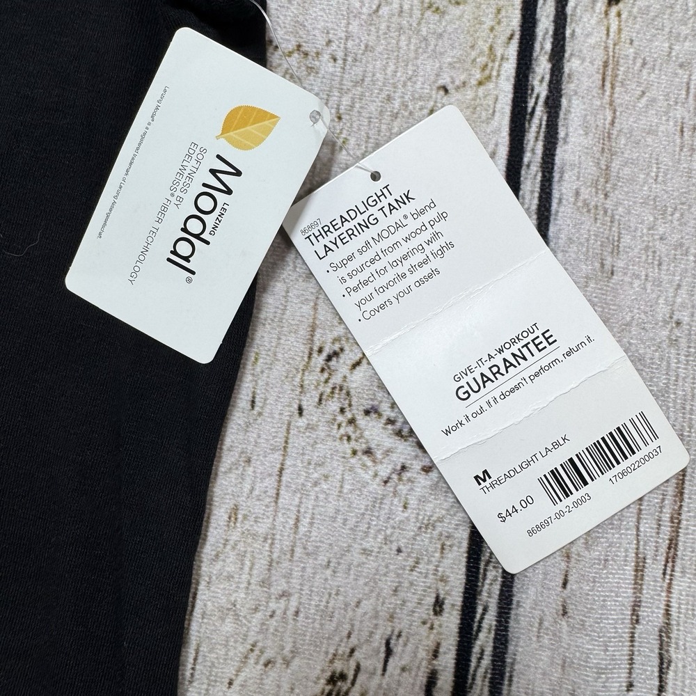 ATHLETA Threadlight Layering Tank Black Super Soft Modal Medium NWT - Picture 3 of 6